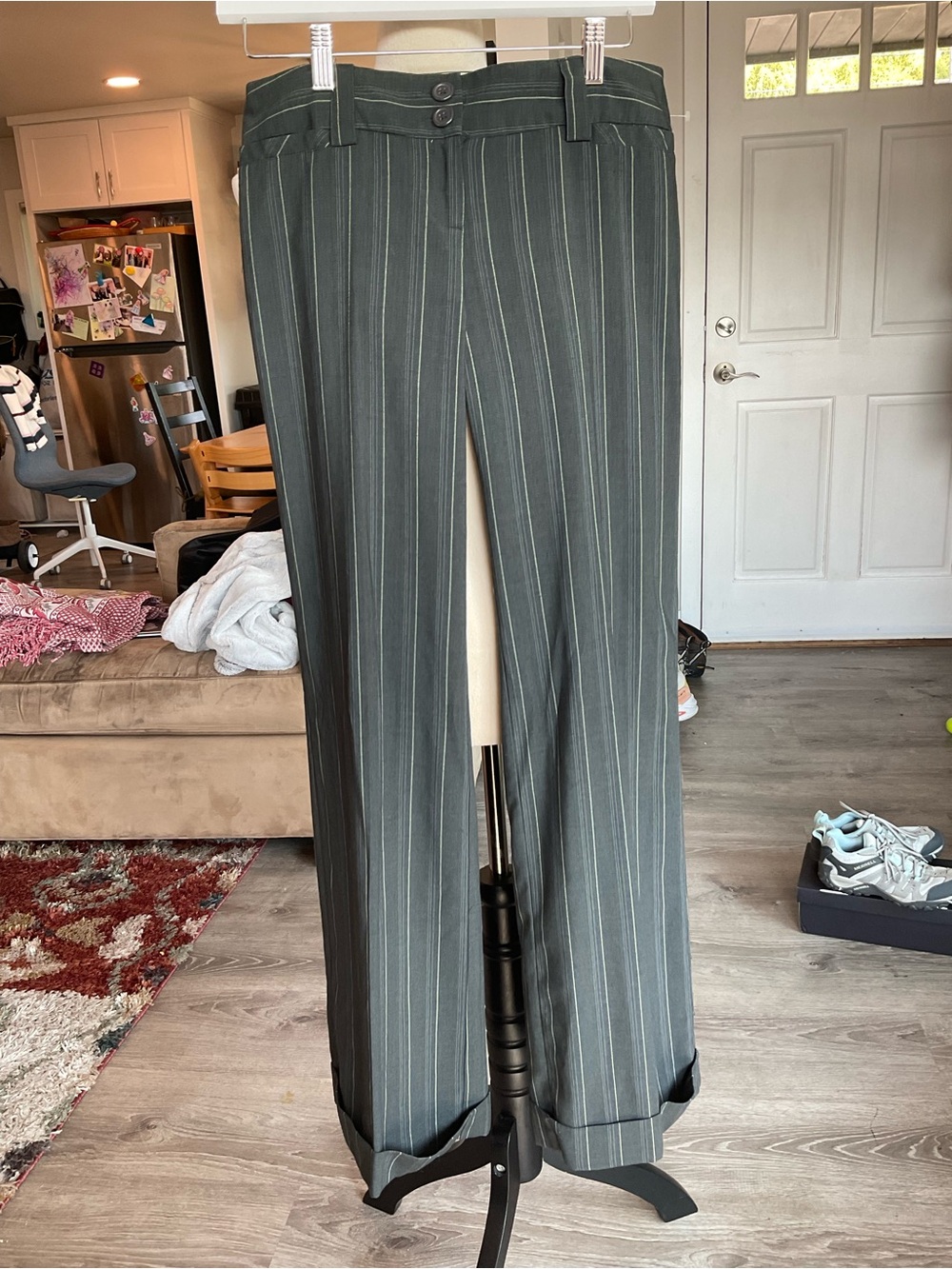 🍋‍🟩Vintage Y2K Star City Danielle Pinstripe Wide Leg Cuffed Trousers 9 Office